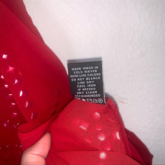 Vertigo Red studded sleeveless blouse semi sheer button down size small - Picture 11 of 13